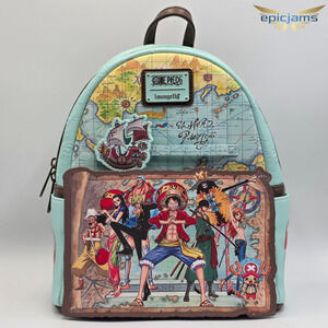 Loungefly One Piece Chopper Luffy and Gang Straw Hat Pirates Map Mini Backpack
